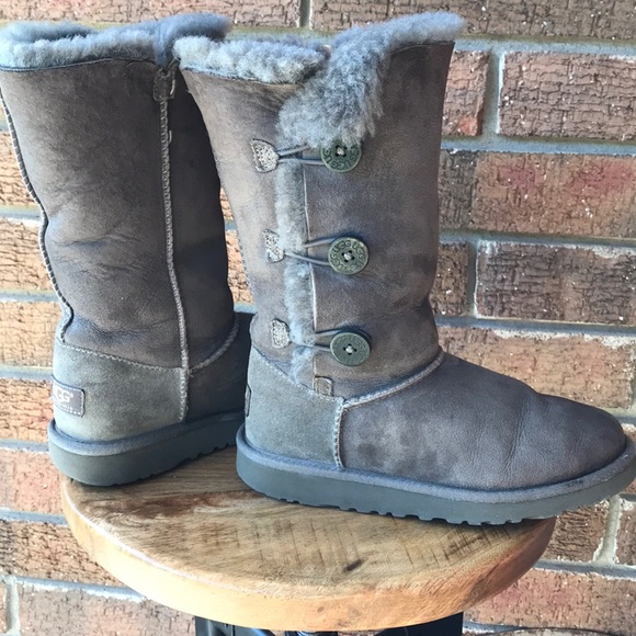 UGG Other - Ugg Fur Button Gray Triplet boots